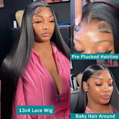 38Inch 210Density 13x6 Bone Straight Lace Front Wig Human Hair Wigs HD Transparent Lace 13x4 Brazilian Human Hair Wigs For Women