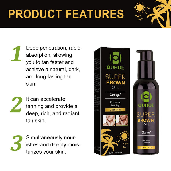 Shine Brown Premium Tanning Accelerator Tanning Oil for Outdoor Sun Suntan Oil Natural Tan with Mild Ingredients Super Brown Oil