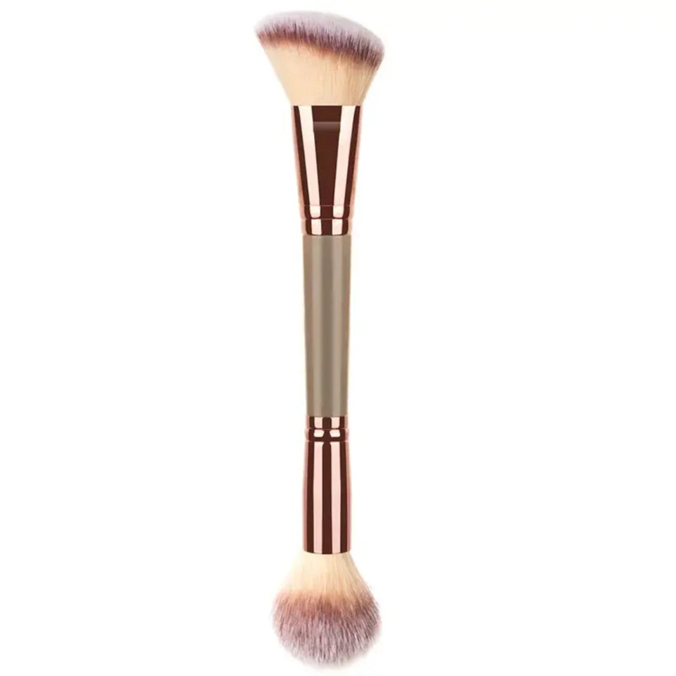 Dual-ended Foundation Makeup Brush for Flawless Liquid and Powder Application - Premium Double-sided Makeup Brushes for Smooth C