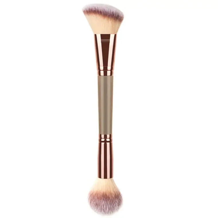 Dual-ended Foundation Makeup Brush for Flawless Liquid and Powder Application - Premium Double-sided Makeup Brushes for Smooth C