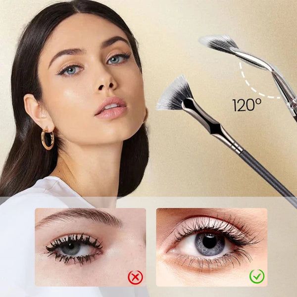 Angled Fan Shaped Eyelash Brush Multifunctional Eyelash Eyebrow Makeup Brush No Smearing Clumping for Upper Lower Eye Lash