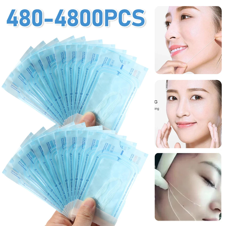 480-4800pcs Absorbent Collagen Threads No Needle Gold Protein Line Anti Aging Women Collagen Face Filler Protein Thread Skin Car