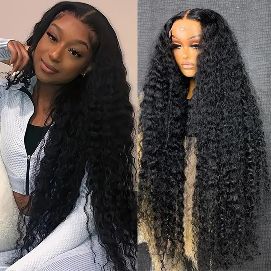 Hd Lace Wig 13x6 Human Hair Pre Plucked Curly Wig 40 Inch Deep Wave Frontal Wig Water Wave Lace Front Wig Brazilian Hair Wigs