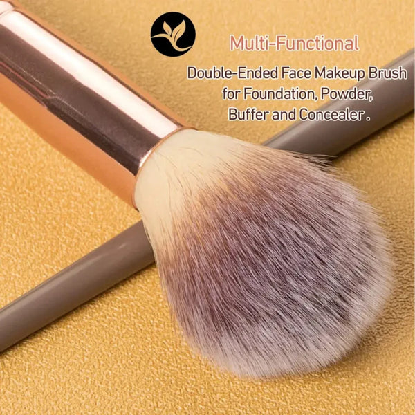 Dual-ended Foundation Makeup Brush for Flawless Liquid and Powder Application - Premium Double-sided Makeup Brushes for Smooth C