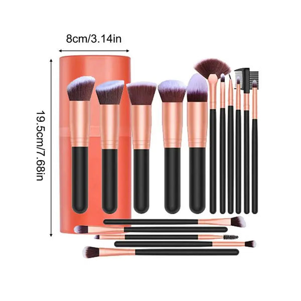 Makeup Brush Set 16pcs Powder Brush with Storage Barrel Portable Soft Face Brush Kit Fashion Beauty Tools Foundation Brush