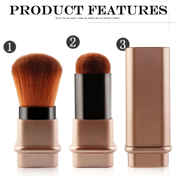 1PC Gold Silver Adjustable Blush Makeup Brush Retractable Portable Foundation Shadow Face Highlighter Telescopic Cosmetic Tools