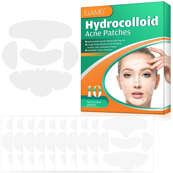 10pcs Full Face Pimple Patches Acne Removal Pimple Extraction Mask Protect Skin Face Cleaning for Nose Chin Forehead for Cheek