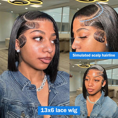 250% Brazilian Bone Straight Short Bob 13x4 Lace Frontal Human Hair 13x6 HD Transparent Lace Front 5x5 Closure Bob Wig For Women