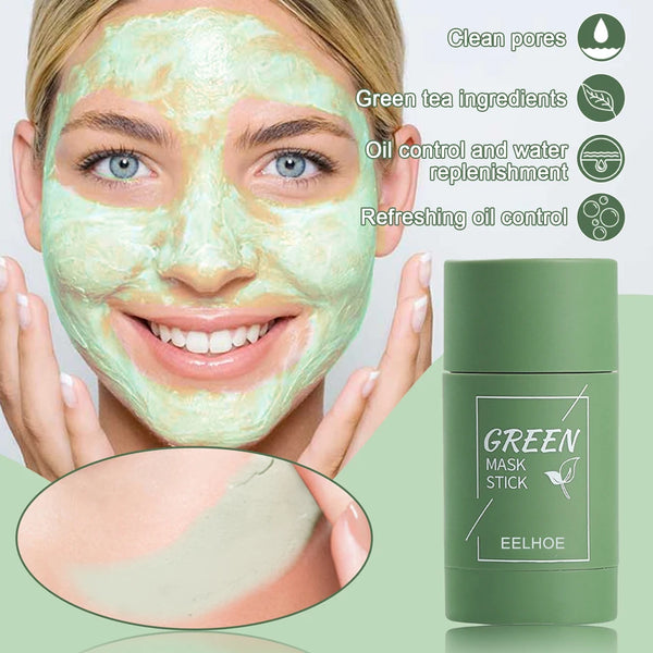 Green Tea Cleansing Solid Face Mask Stick Cleans Pores Remove Acne Blackhead Oil Control Lighten Moisturizing Beauty Skin Care