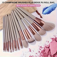 13pcs makeup brushes set (with free storage bag), blush brushes, shadow brushes, eyeshadow brushes and other 13 brushes with dif