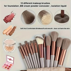 13pcs makeup brushes set (with free storage bag), blush brushes, shadow brushes, eyeshadow brushes and other 13 brushes with dif