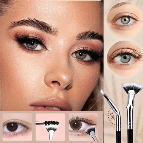 Angled Fan Shaped Eyelash Brush Multifunctional Eyelash Eyebrow Makeup Brush No Smearing Clumping for Upper Lower Eye Lash