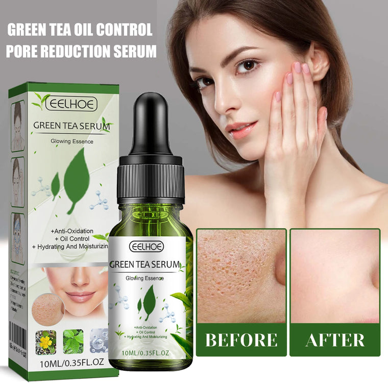 Pore Shrink Face Serum Green Tea Oil Control Remove Dark Spots Improve Acne Blackheads Dry Skin Firm Care Korean Cosmetics 10ml