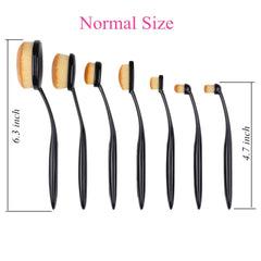 Elevate Your Beauty Game with Luxurious 7pcs Black Oval Essential Makeup Brush Set - Perfect for Flawless and Precise Applicatio