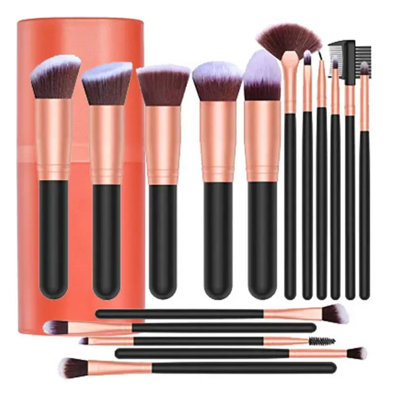 Makeup Brush Set 16pcs Powder Brush with Storage Barrel Portable Soft Face Brush Kit Fashion Beauty Tools Foundation Brush