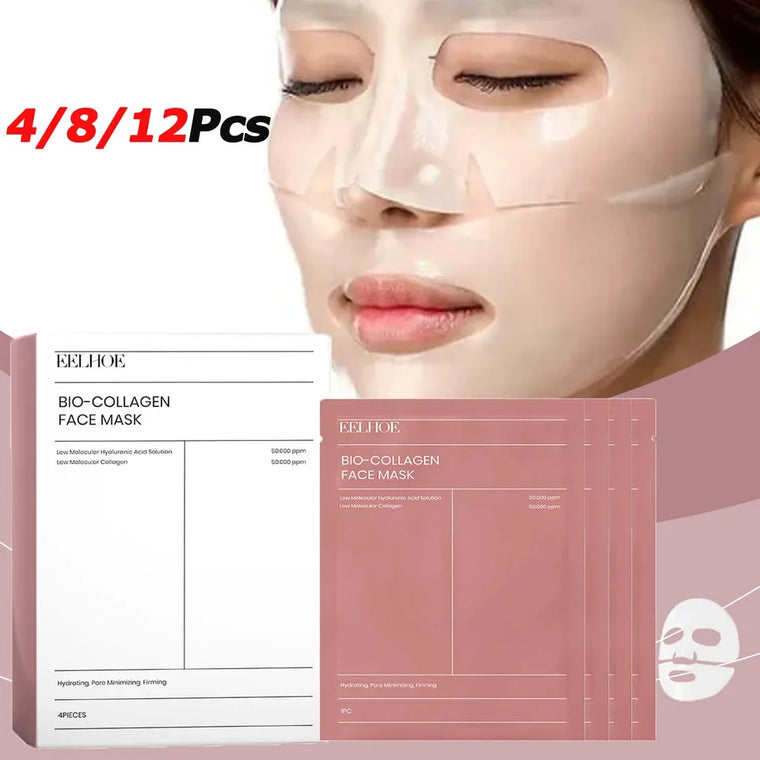 4/8/12Pcs Bio Collagen Face Mask Shrink Pores Deep Hydrating Overnight Mask Moisturizing Refreshing Brightening Face Skin Care