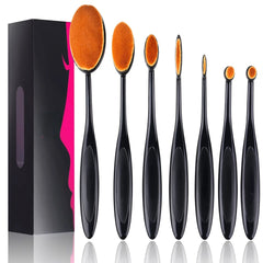 Elevate Your Beauty Game with Luxurious 7pcs Black Oval Essential Makeup Brush Set - Perfect for Flawless and Precise Applicatio