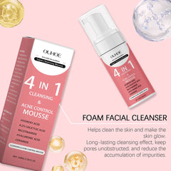 Revitalizing Korean Organic Salicylic Acid Foaming Face Cleanser - 4-in-1 Hydrating Cleansing Mousse, Soothing Skin, Oil Control