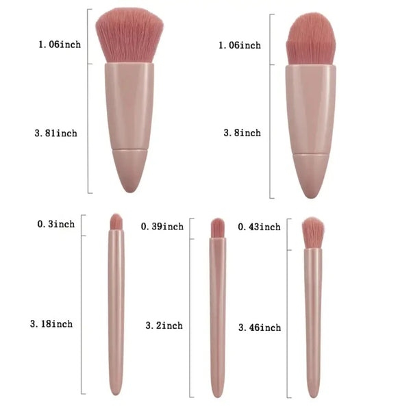 Portable Mini Delicate Soft Fiber Wool Cosmetic Brushes Kit - 5pcs Makeup Brush Set With Makeup Mirror And Storage Box. Perfect 