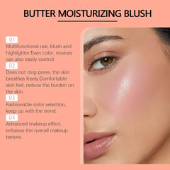 EELHOE Orange Butter Blush Cream Long Lasting Facial Moisturizing Brighten Natural Face Rouge Blusher Contour Makeup Product